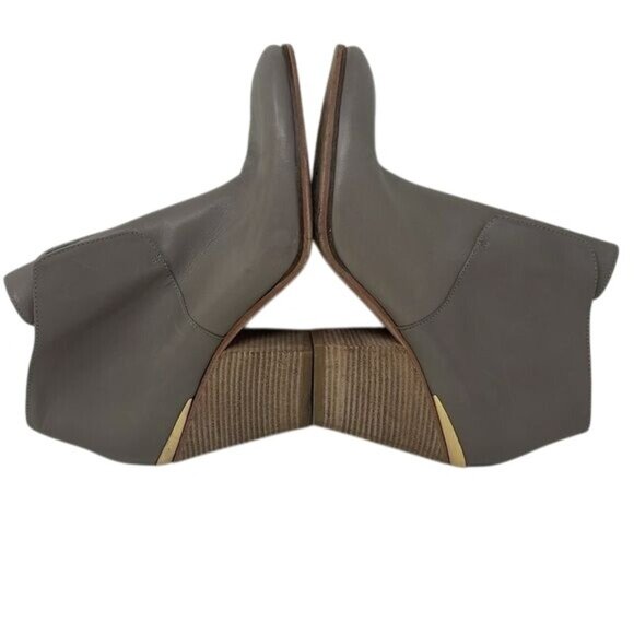 Cole Haan Gray Leather Hayden Bootie Ankle Gold Heel Size US 8.5B, 3” heel - Picture 7 of 11